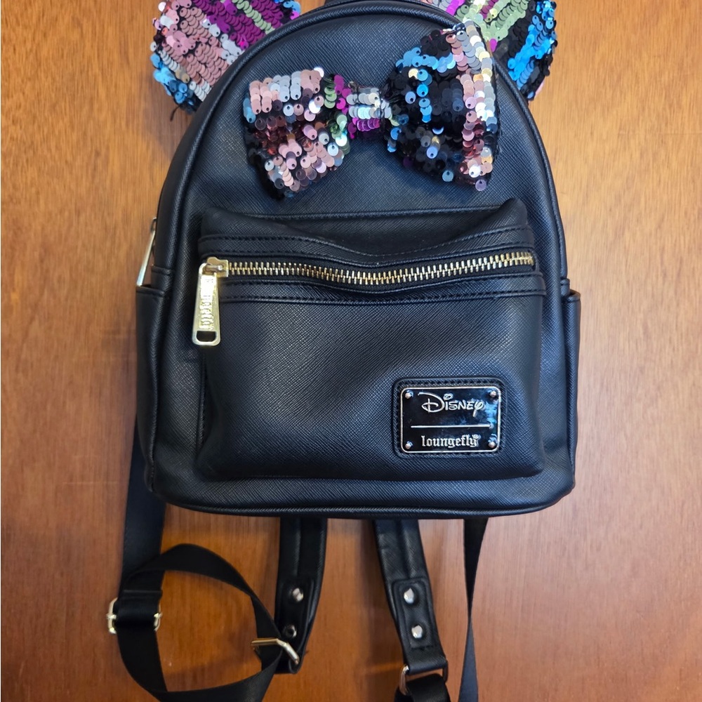 Loungefly Black Sequin Bow Backpack - image 1